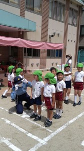 交通安全教室としゃぼん玉