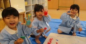 ★年少組★　氷絵の具をしたよ！
